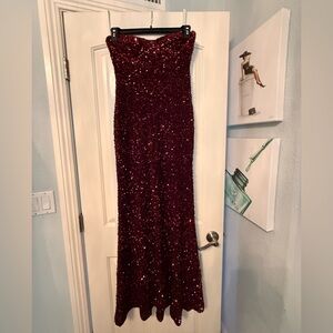 Fashion Nova Burgundy Sequin Dress